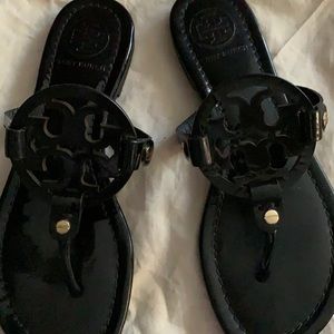 Tory Burch Miller Sandal in beautiful black patent leather size 6-1/2